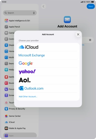Press Microsoft Exchange. Press Microsoft Exchange.