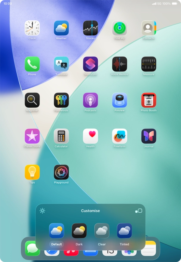 Press the required setting to select the size of app icons on the home screen.