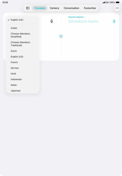 Press the required source language. Press the required source language.