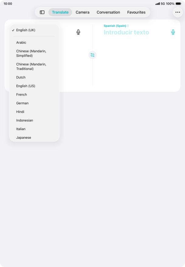 Press the required source language. Press the required source language.