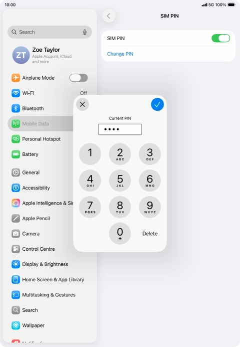 Key in your current PIN and press the confirm icon. Key in your current PIN and press the confirm icon.
