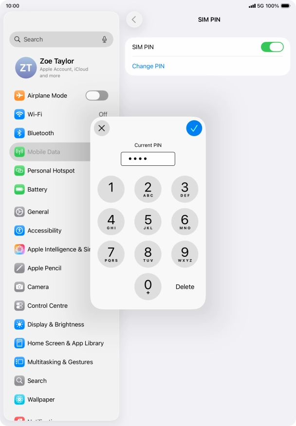 Key in your current PIN and press the confirm icon. Key in your current PIN and press the confirm icon.