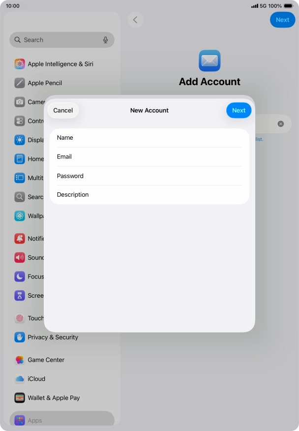 Press Description and key in the required name. Press Description and key in the required name.