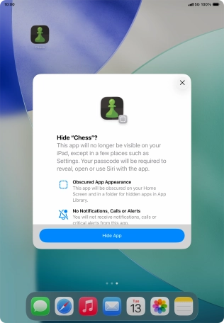 Press Hide App. Press Hide App.