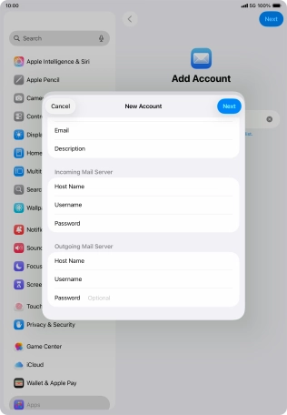 Press Password and key in the password for your email account. Press Password and key in the password for your email account.