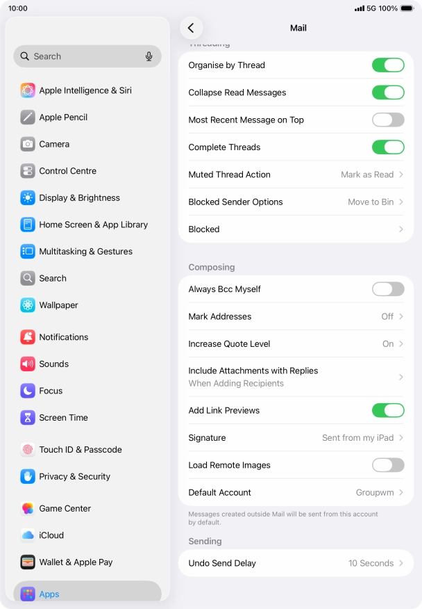 Press Default Account.