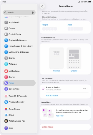 Press People and follow the instructions on the screen to select which contacts you would like to receive calls and notifications from when the selected focus mode is active. Press People and follow the instructions on the screen to select which contacts you would like to receive calls and notifications from when the selected focus mode is active.
