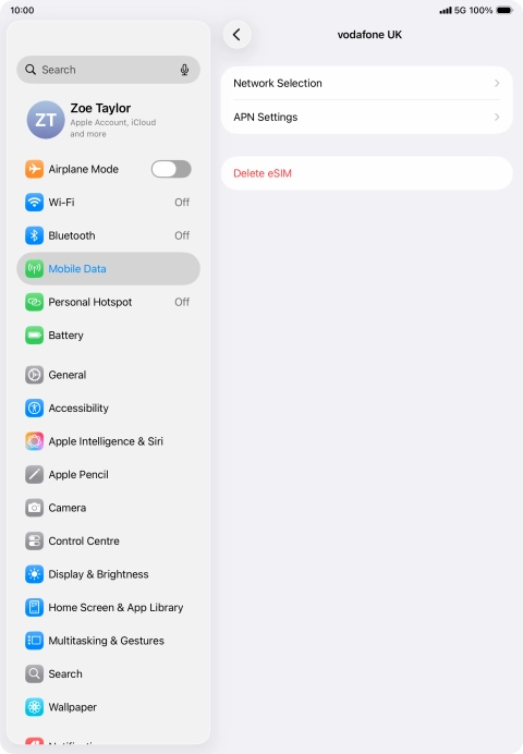 Press Delete eSIM. Press Delete eSIM.