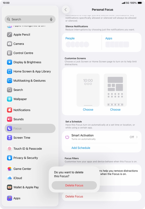 Press Delete Focus. Press Delete Focus.