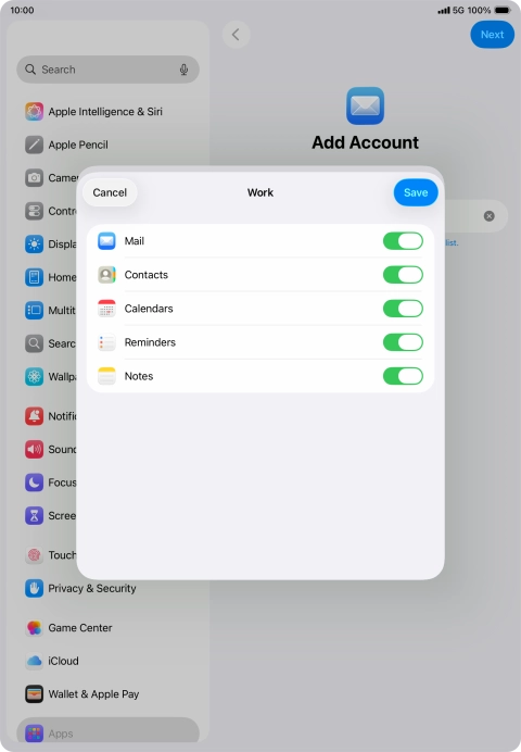 Press the indicators next to the required data types to turn synchronisation of each data type on or off. Press the indicators next to the required data types to turn synchronisation of each data type on or off.