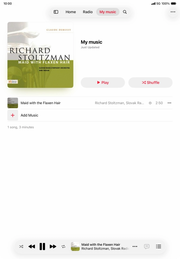 Press the song title. Press the song title.