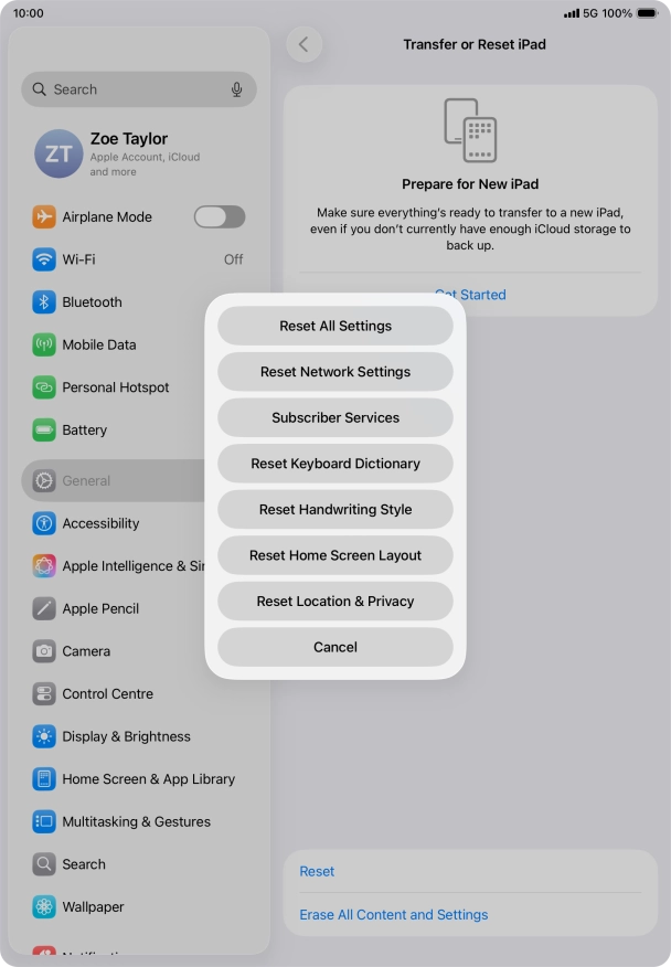 Press Reset All Settings. Press Reset All Settings.