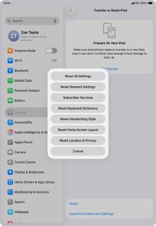 Press Reset All Settings. Press Reset All Settings.