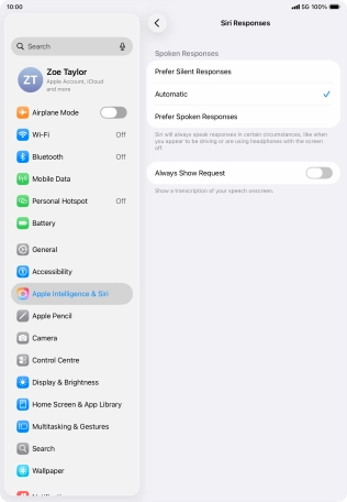Press the required setting. Press the required setting.