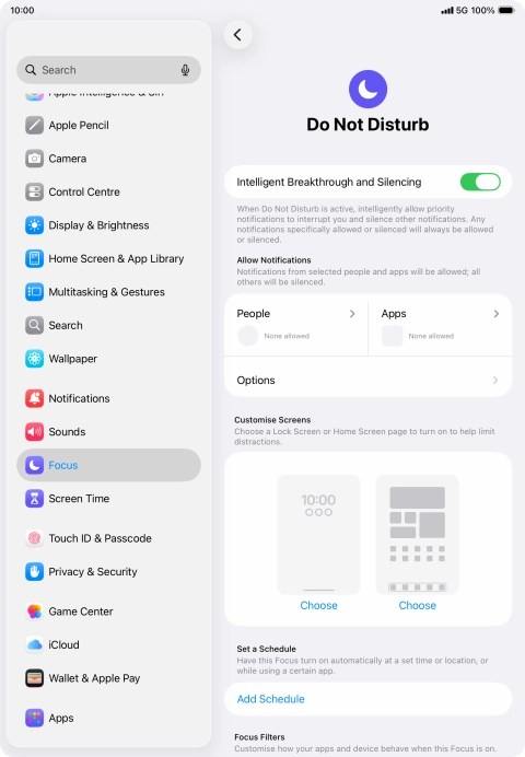 Press People and follow the instructions on the screen to select which contacts you would like to receive calls and notifications from when Do Not Disturb is turned on.