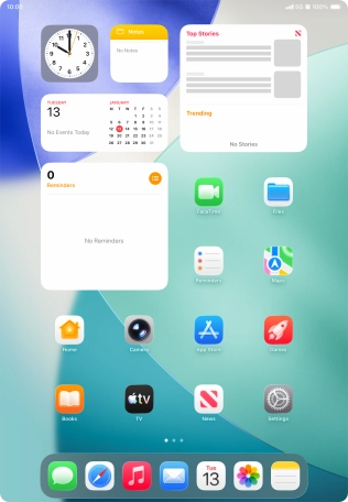 The alarm icon shows that the alarm is set.
