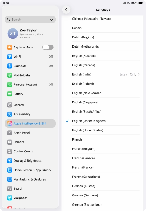 Press the required language. Press the required language.