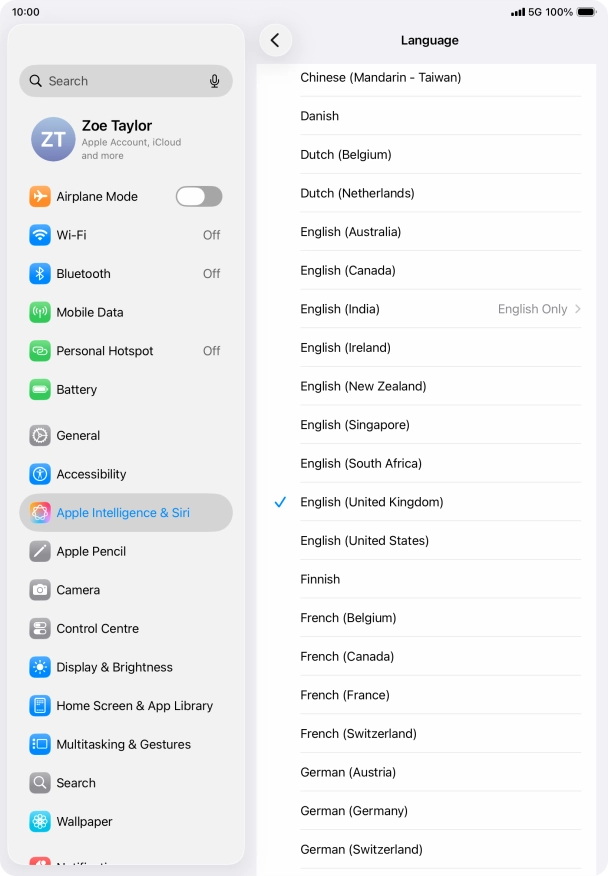 Press the required language. Press the required language.