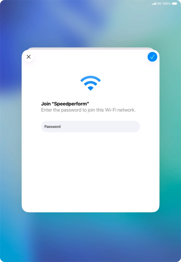 Key in the password for the Wi-Fi network and press the confirm icon. Key in the password for the Wi-Fi network and press the confirm icon.
