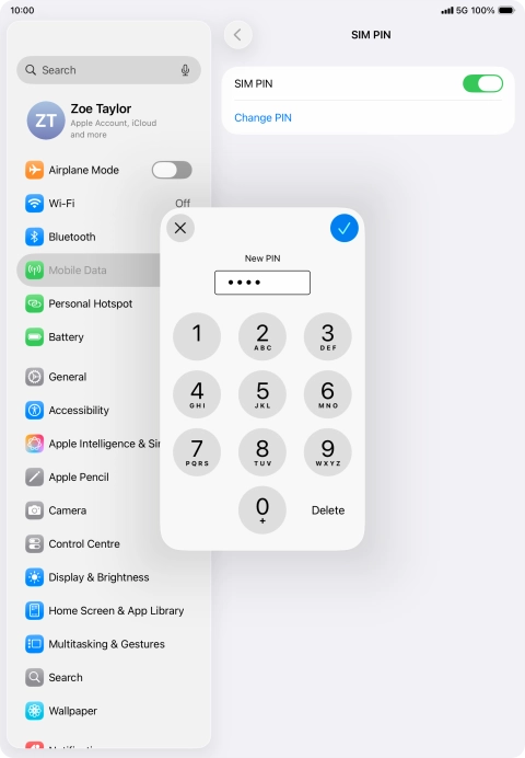 Key in a new four-digit PIN and press the confirm icon. Key in a new four-digit PIN and press the confirm icon.