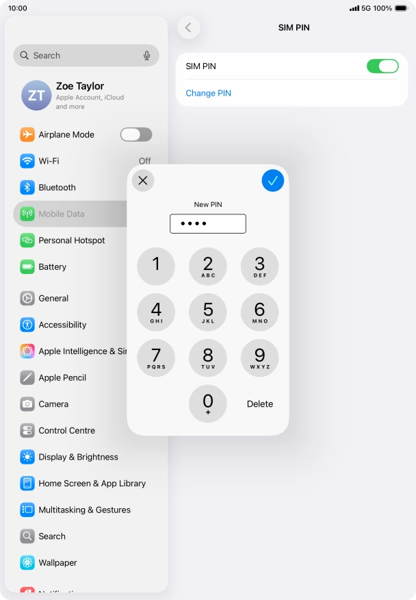 Key in a new four-digit PIN and press the confirm icon. Key in a new four-digit PIN and press the confirm icon.