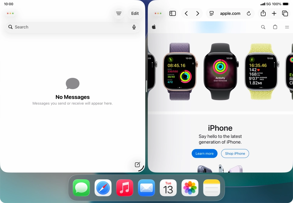 The applications are now displayed on a split screen. The applications are now displayed on a split screen.