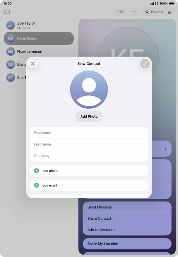 Press First name and key in the first name. Press First name and key in the first name.