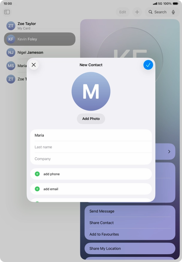 Press Last name and key in the last name. Press Last name and key in the last name.