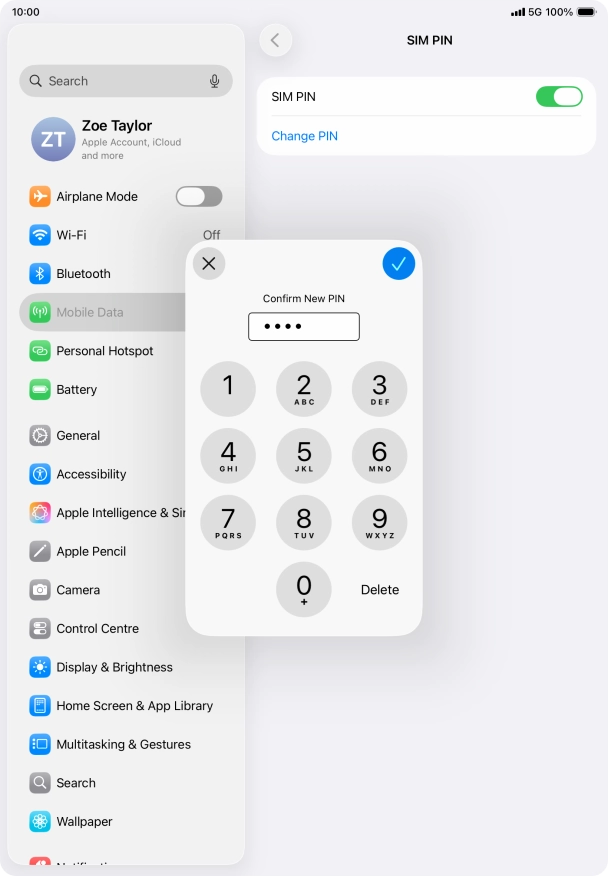 Key in the new PIN again and press the confirm icon. Key in the new PIN again and press the confirm icon.