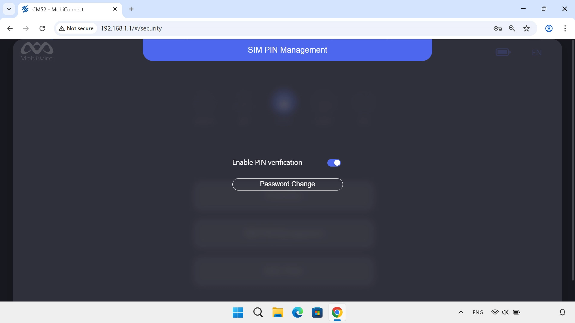 Click Password Change.