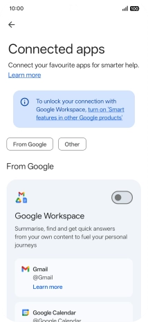 Press the indicator next to the required extension to turn on the function.