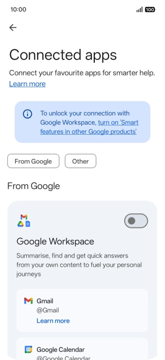 Press the indicator next to the required extension to turn on the function.