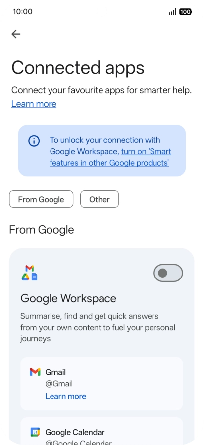Press the indicator next to the required extension to turn on the function.