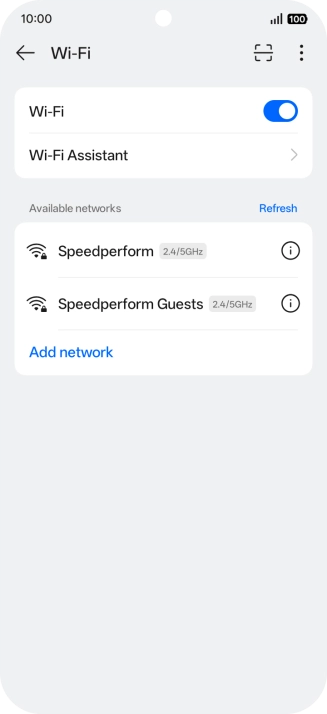 Press the required Wi-Fi network.
