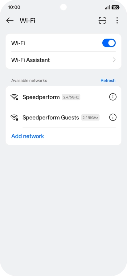 Press the required Wi-Fi network.