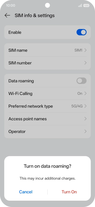 If you turn on the function, press Turn On.