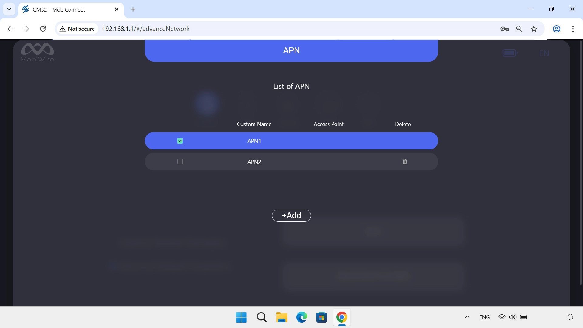 Click the field next to the required data connection.