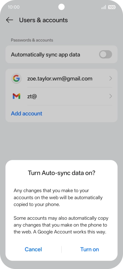 If you turn on the function, press Turn on.