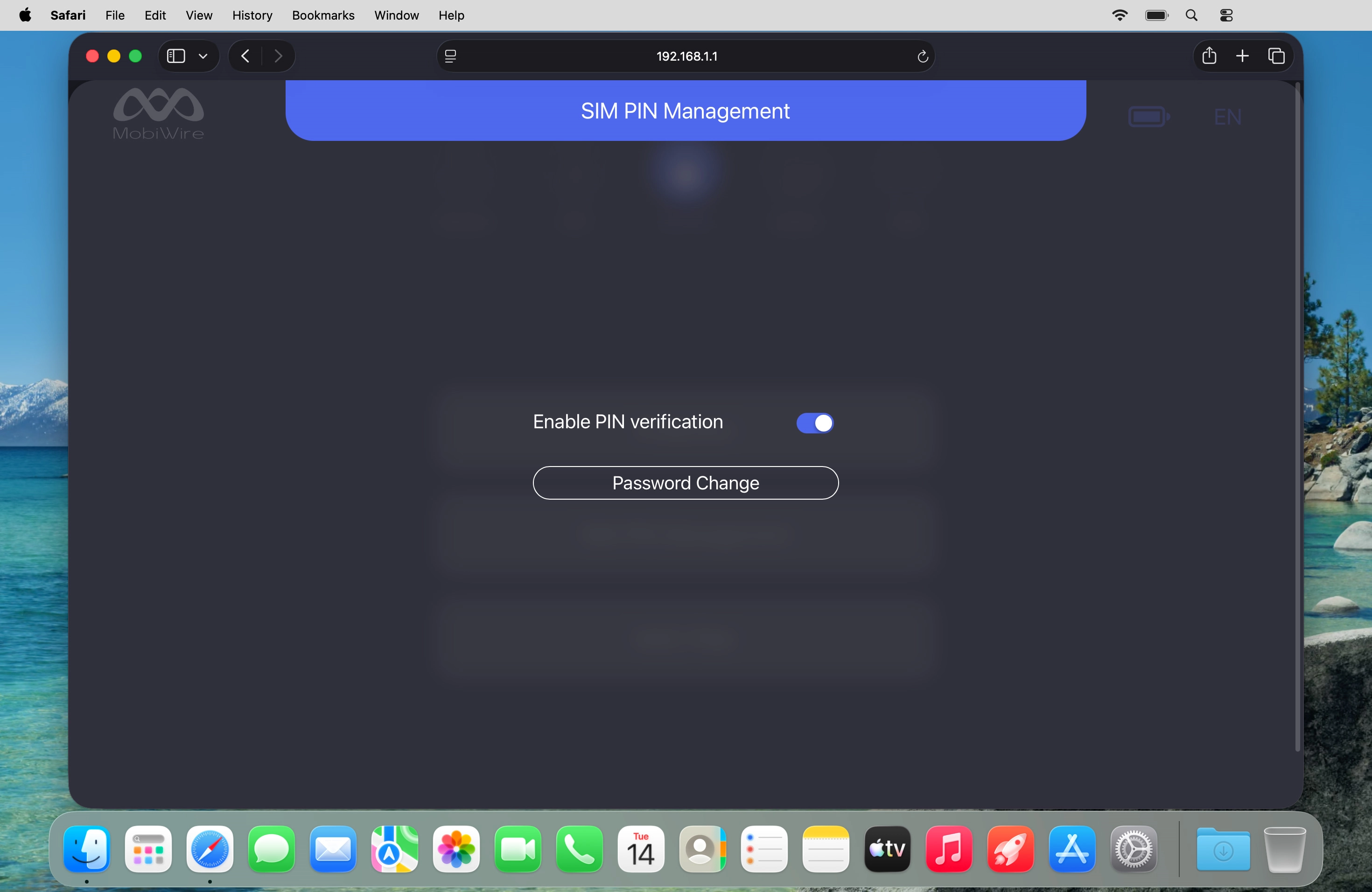Click Password Change.