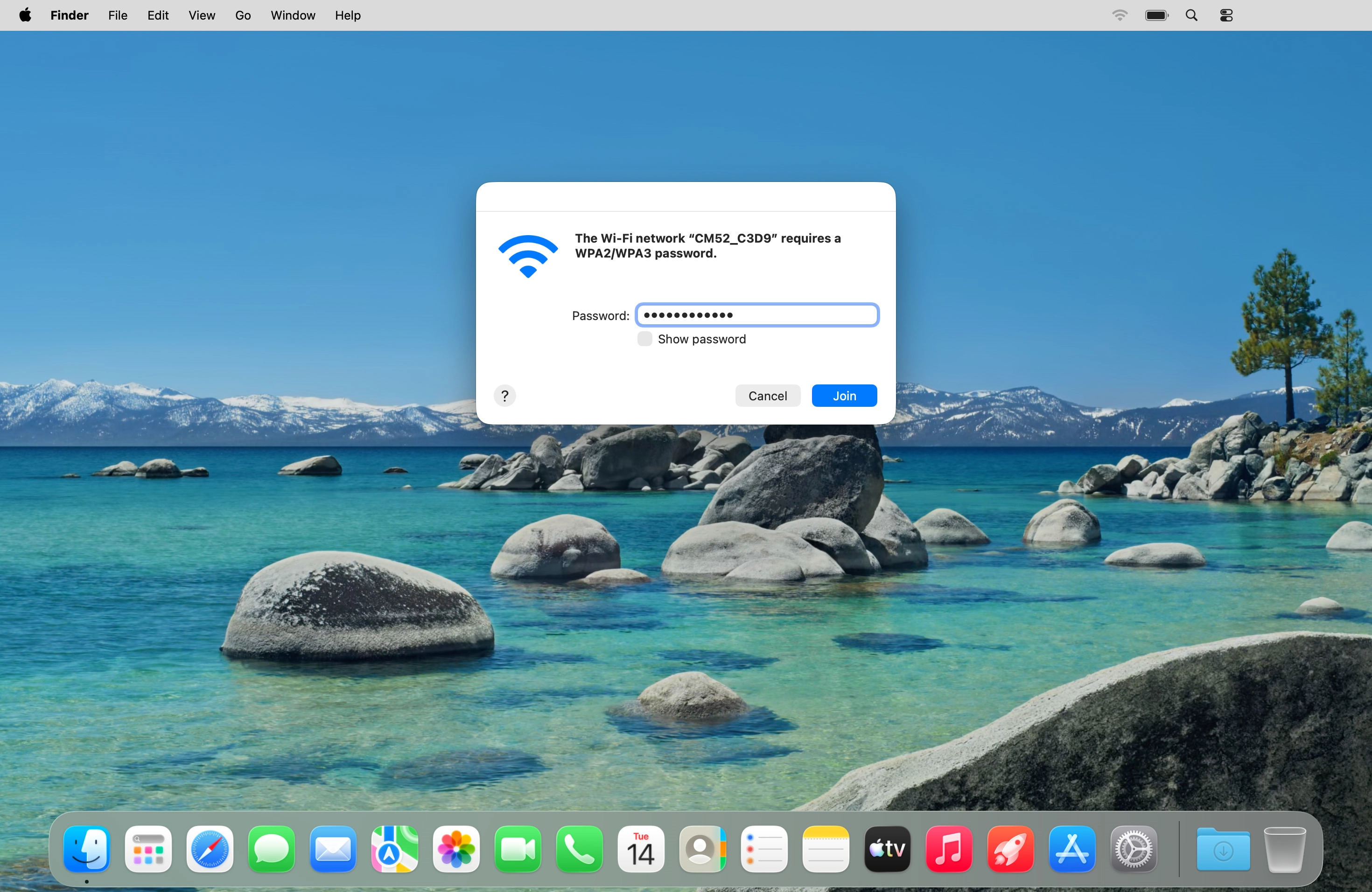 Key in the Wi-Fi password for your Wi-Fi hotspot and click Join.
