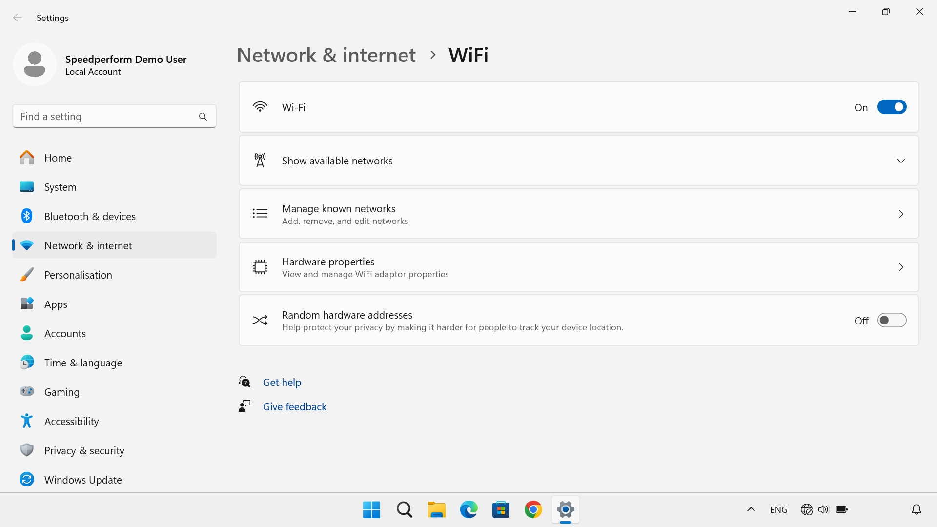 Click Manage known networks.