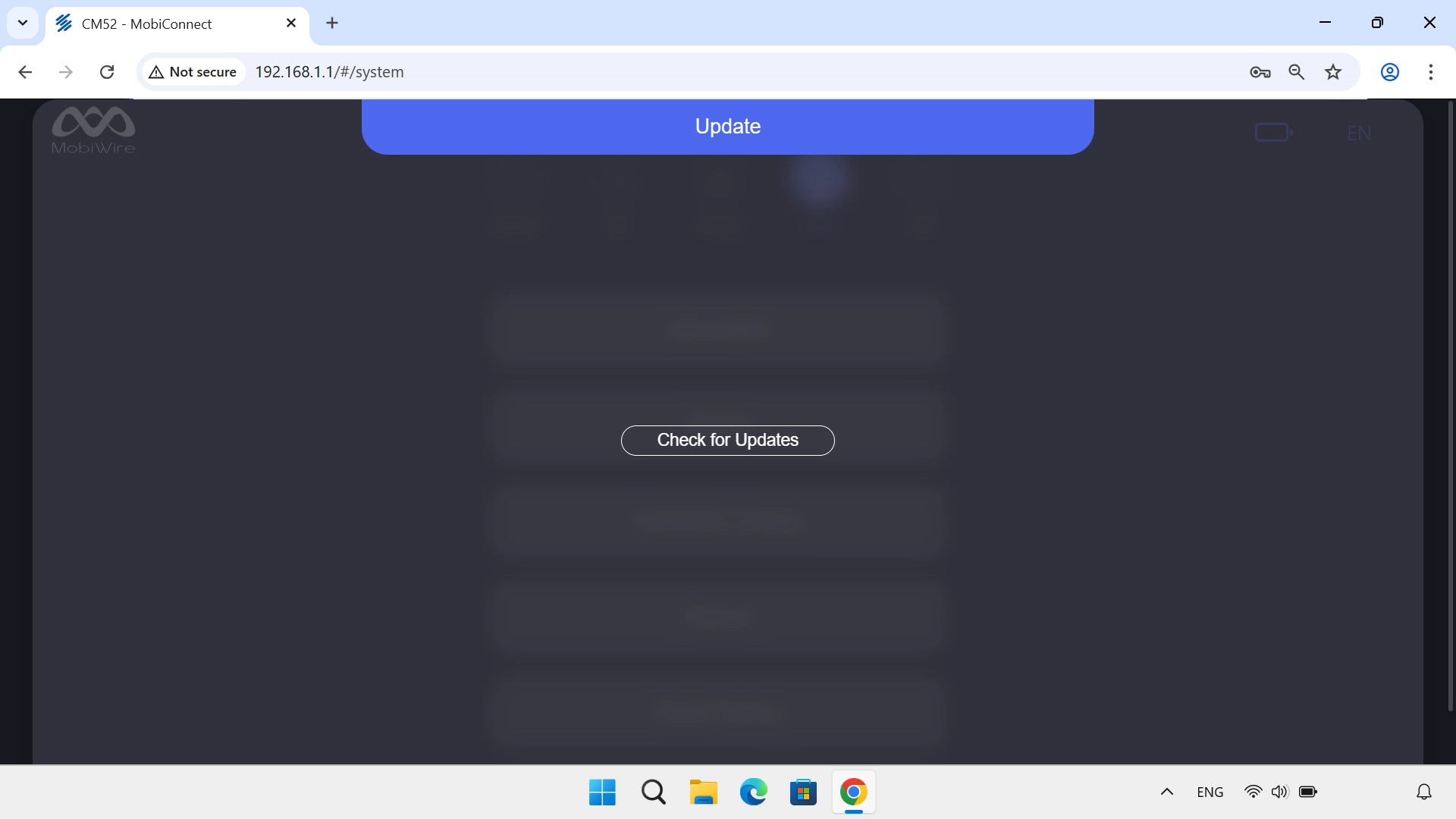 Click Check for Updates. If a new firmware version is available, it's displayed. Follow the instructions on the screen to update the router firmware.