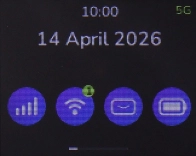 When your router is turned on, you can always see the battery power level on the screen. The larger the coloured section of the battery icon, the more remaining battery power.