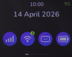 When your router is turned on, you can always see the battery power level on the screen. The larger the coloured section of the battery icon, the more remaining battery power.