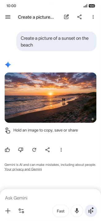You can also ask Gemini to generate a picture based on your description.
