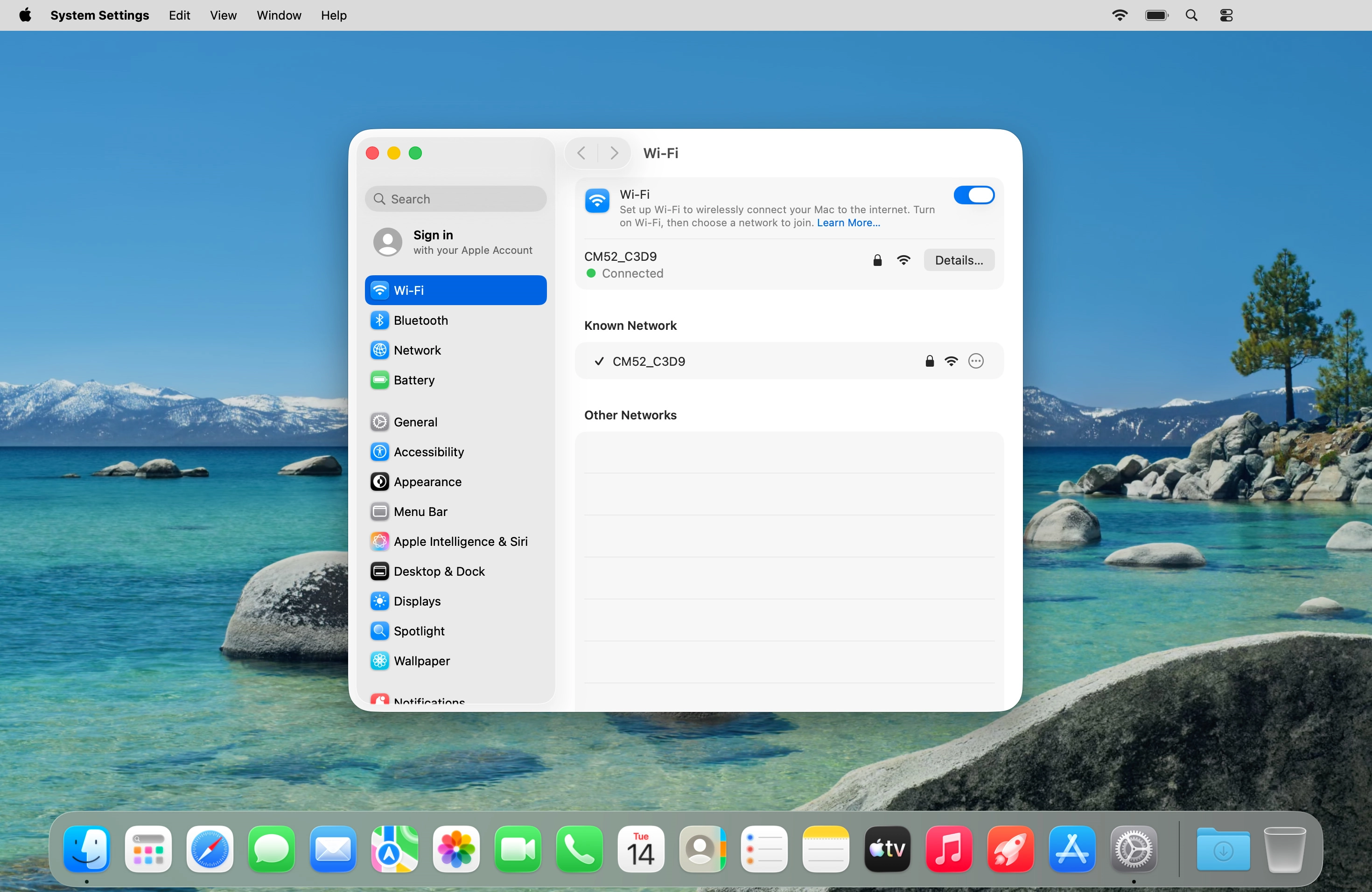 Click the menu icon next to the required network.