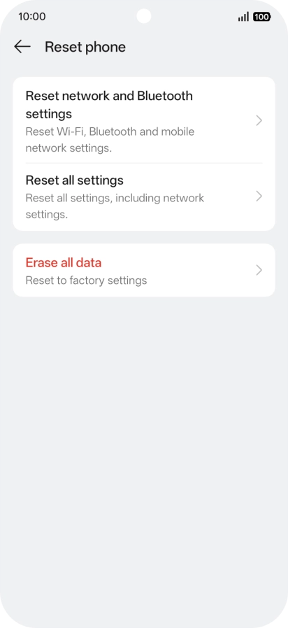 Press Reset network and Bluetooth settings.
