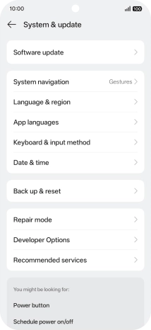 Press Back up & reset.