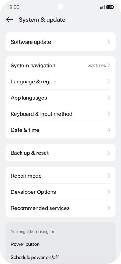 Press Back up & reset.