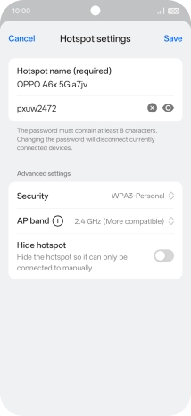 Press the password field and key in the required password.